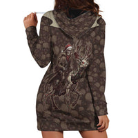 Western Yoke Hoodie Dress Skeleton Cowboy Santa On A Reindeer - Wonder Print Shop