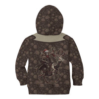 Western Yoke Kid Hoodie Skeleton Cowboy Santa On A Reindeer - Wonder Print Shop