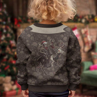 Western Yoke Kid Ugly Christmas Sweater Skeleton Cowboy Santa On A Reindeer - Wonder Print Shop