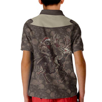 Western Yoke Kid Polo Shirt Skeleton Cowboy Santa On A Reindeer - Wonder Print Shop