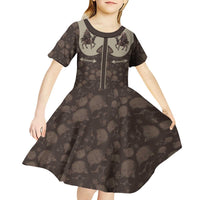 Western Yoke Kid Short Sleeve Dress Skeleton Cowboy Santa On A Reindeer - Wonder Print Shop