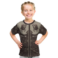 Western Yoke Kid T Shirt Skeleton Cowboy Santa On A Reindeer - Wonder Print Shop