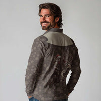 Western Yoke Long Sleeve Polo Shirt Skeleton Cowboy Santa On A Reindeer - Wonder Print Shop