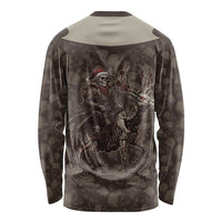 Western Yoke Long Sleeve Shirt Skeleton Cowboy Santa On A Reindeer - Wonder Print Shop
