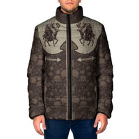 Western Yoke Padded Jacket Skeleton Cowboy Santa On A Reindeer - Wonder Print Shop