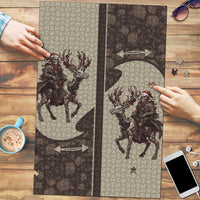 Western Yoke Puzzle Skeleton Cowboy Santa On A Reindeer - Wonder Print Shop