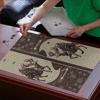 Western Yoke Puzzle Skeleton Cowboy Santa On A Reindeer - Wonder Print Shop