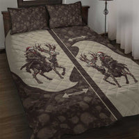 Western Yoke Quilt Bed Set Skeleton Cowboy Santa On A Reindeer - Wonder Print Shop