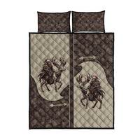 Western Yoke Quilt Bed Set Skeleton Cowboy Santa On A Reindeer - Wonder Print Shop