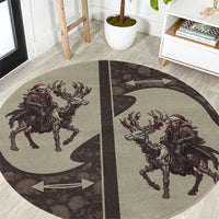 Western Yoke Round Carpet Skeleton Cowboy Santa On A Reindeer - Wonder Print Shop