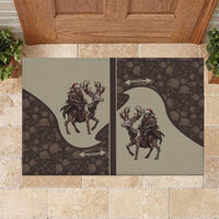 Western Yoke Rubber Doormat Skeleton Cowboy Santa On A Reindeer - Wonder Print Shop