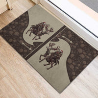 Western Yoke Rubber Doormat Skeleton Cowboy Santa On A Reindeer - Wonder Print Shop