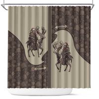 Western Yoke Shower Curtain Skeleton Cowboy Santa On A Reindeer - Wonder Print Shop