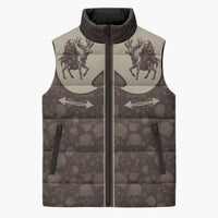 Western Yoke Sleeveless Puffer Jacket Skeleton Cowboy Santa On A Reindeer - Wonder Print Shop