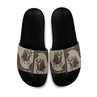 Western Yoke Slide Sandals Skeleton Cowboy Santa On A Reindeer - Wonder Print Shop
