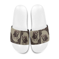 Western Yoke Slide Sandals Skeleton Cowboy Santa On A Reindeer - Wonder Print Shop