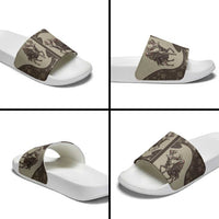 Western Yoke Slide Sandals Skeleton Cowboy Santa On A Reindeer - Wonder Print Shop