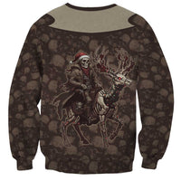 Western Yoke Sweatshirt Skeleton Cowboy Santa On A Reindeer - Wonder Print Shop