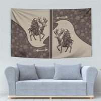 Western Yoke Tapestry Skeleton Cowboy Santa On A Reindeer - Wonder Print Shop
