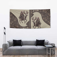 Western Yoke Tapestry Skeleton Cowboy Santa On A Reindeer - Wonder Print Shop