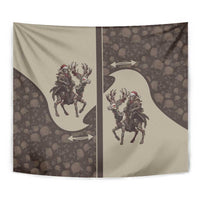 Western Yoke Tapestry Skeleton Cowboy Santa On A Reindeer - Wonder Print Shop