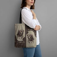 Western Yoke Tote Bag Skeleton Cowboy Santa On A Reindeer - Wonder Print Shop