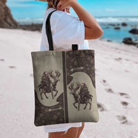 Western Yoke Tote Bag Skeleton Cowboy Santa On A Reindeer - Wonder Print Shop