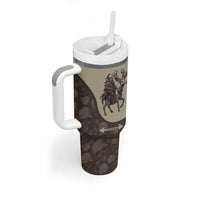 Western Yoke Tumbler With Handle Skeleton Cowboy Santa On A Reindeer - Wonder Print Shop