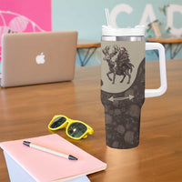 Western Yoke Tumbler With Handle Skeleton Cowboy Santa On A Reindeer - Wonder Print Shop