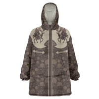 Western Yoke Wearable Blanket Hoodie Skeleton Cowboy Santa On A Reindeer - Wonder Print Shop