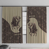 Western Yoke Window Curtain Skeleton Cowboy Santa On A Reindeer - Wonder Print Shop