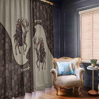 Western Yoke Window Curtain Skeleton Cowboy Santa On A Reindeer - Wonder Print Shop