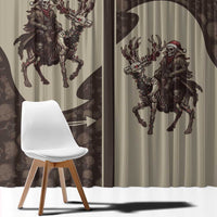 Western Yoke Window Curtain Skeleton Cowboy Santa On A Reindeer - Wonder Print Shop