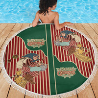 Western Yoke Beach Blanket Befana Merry Christmas Retro Style - Wonder Print Shop