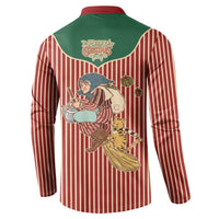 Western Yoke Button Sweatshirt Befana Merry Christmas Retro Style - Wonder Print Shop