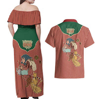 Western Yoke Couples Matching Off Shoulder Maxi Dress and Hawaiian Shirt Befana Merry Christmas Retro Style - Wonder Print Shop