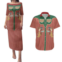 Western Yoke Couples Matching Puletasi and Hawaiian Shirt Befana Merry Christmas Retro Style - Wonder Print Shop