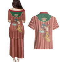 Western Yoke Couples Matching Puletasi and Hawaiian Shirt Befana Merry Christmas Retro Style - Wonder Print Shop