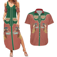 Western Yoke Couples Matching Summer Maxi Dress and Hawaiian Shirt Befana Merry Christmas Retro Style - Wonder Print Shop