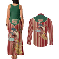 Western Yoke Couples Matching Tank Maxi Dress and Long Sleeve Button Shirt Befana Merry Christmas Retro Style - Wonder Print Shop