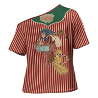 Western Yoke Cross Shoulder Shirt Befana Merry Christmas Retro Style - Wonder Print Shop