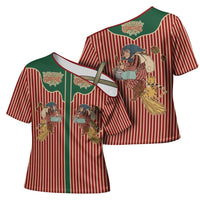 Western Yoke Cross Shoulder Shirt Befana Merry Christmas Retro Style - Wonder Print Shop