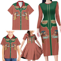 Western Yoke Family Matching Long Sleeve Bodycon Dress and Hawaiian Shirt Befana Merry Christmas Retro Style - Wonder Print Shop