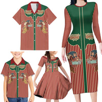 Western Yoke Family Matching Long Sleeve Bodycon Dress and Hawaiian Shirt Befana Merry Christmas Retro Style - Wonder Print Shop