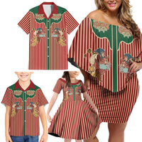 Western Yoke Family Matching Off Shoulder Short Dress and Hawaiian Shirt Befana Merry Christmas Retro Style - Wonder Print Shop