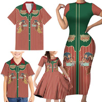 Western Yoke Family Matching Short Sleeve Bodycon Dress and Hawaiian Shirt Befana Merry Christmas Retro Style - Wonder Print Shop