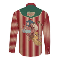 Western Yoke Long Sleeve Button Shirt Befana Merry Christmas Retro Style - Wonder Print Shop