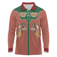 Western Yoke Long Sleeve Polo Shirt Befana Merry Christmas Retro Style - Wonder Print Shop