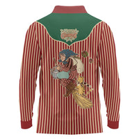Western Yoke Long Sleeve Polo Shirt Befana Merry Christmas Retro Style - Wonder Print Shop