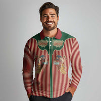 Western Yoke Long Sleeve Polo Shirt Befana Merry Christmas Retro Style - Wonder Print Shop